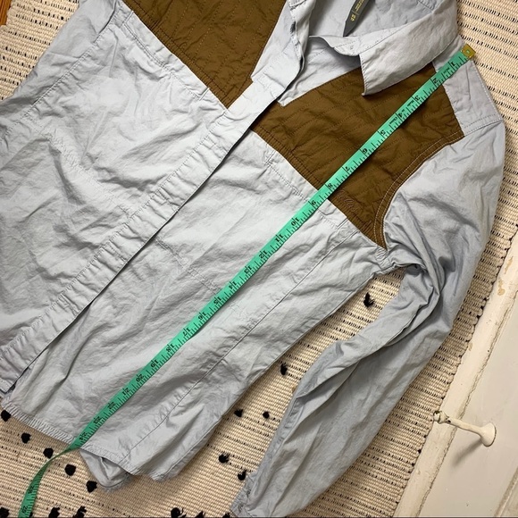 Cabela's Blue and Quilted Brown Button Down Blouse - Picture 4 of 8